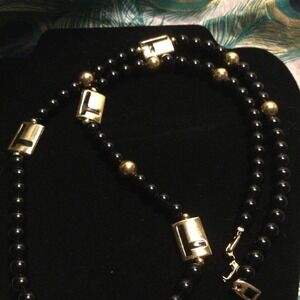 Vintage 1980s black and gold Napier power necklace